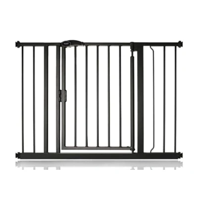 Image of Safetots Pressure Fit Self Closing Stair Gate, 103.8cm 110.8cm, Matt Black, Auto Baby Safety Barrier for Toddler, Easy Installation