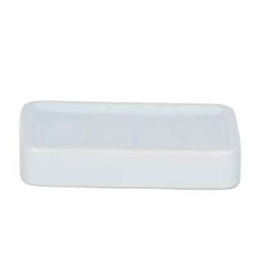 Image of WENKO Hexa Soap Dish 13 x 2.5 9.5 cm Ceramic with Rounded Corners White