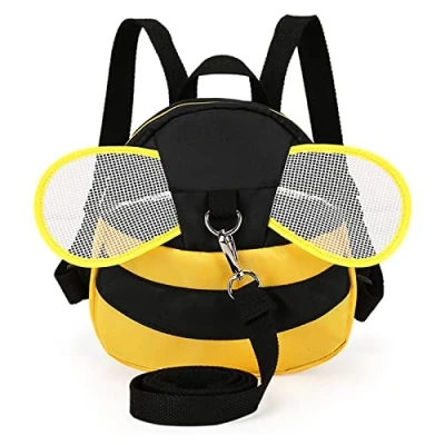 Image of Eleoption Bees Cute Cartoon Children&#039;s Backpack, Mini Backpacks with Safety nylon Harness, for 1 3 Years Old Baby Toddler Walking Backpack Little Kid Boys Girls (Yellow)