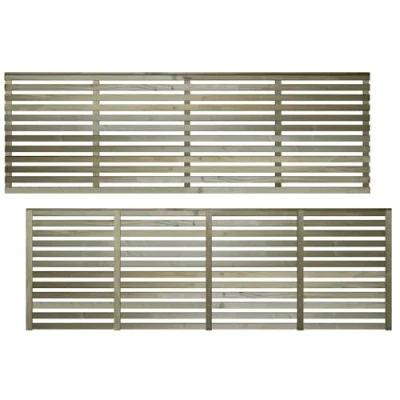Image of 6ft x 2ft (183cm 60cm) Premier Vogue Horizontal Venetian Slat Style Urban Garden Capped Flat Top Trellis [Width: 1830mm Height: 600mm] Modern Design Fence Topper Wall Plant Climbing