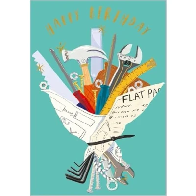 Image of Abacus Cards Male Birthday Card General for Men Bouquet of Tools Embossed with Foil Details Eco Friendly &amp; Recyclable Made in the UK