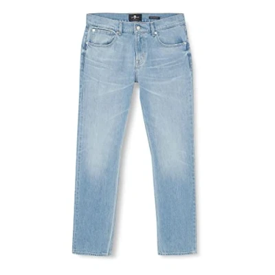 Image of 7 For All Mankind Men&#039;s The Straight Jeans, Light Blue, 38 W/38 L