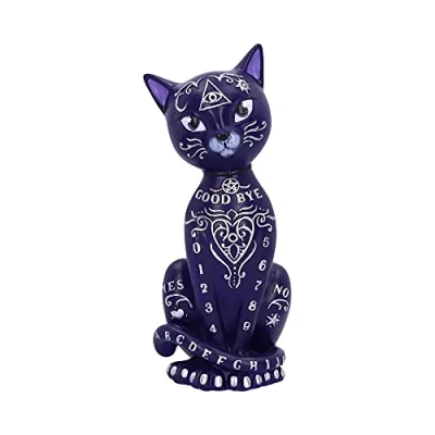 Image of Nemesis Now Purple Mystic Kitty 26cm, Resin, Purple, Ouija Spirit Board Cat Figurine, Baroque Design Planchette, Cast in Painstakingly Hand Painted