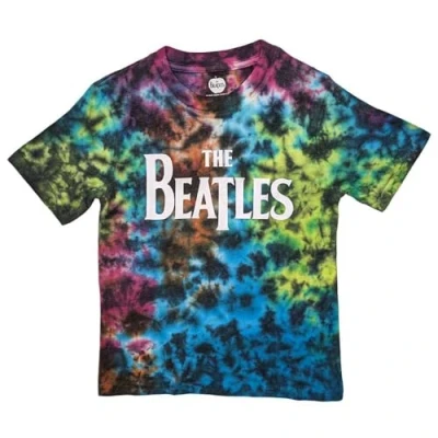 Image of The Beatles Kids T Shirt Drop Band Logo New Official Dye Wash Grey, X Large (11/12 Yrs)
