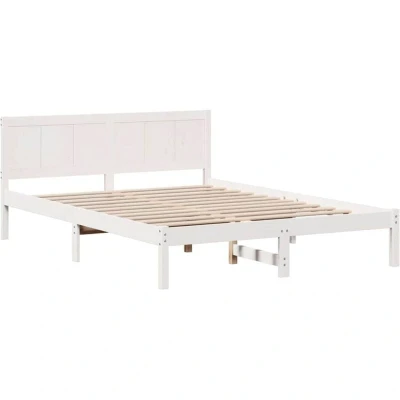 Image of vidaXL White Pine Bed Frame Wood 150 x 200 cm Durable