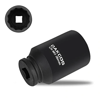 Image of DAKCOS 36mm Socket 1/2&quot; Drive 12 Ponit Impact Wrench Shaft Tool Power Socket, CR MO Deep