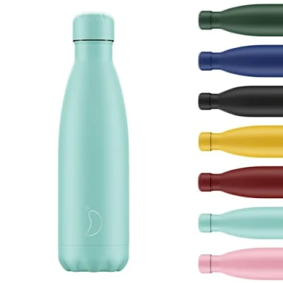 Image of Chilly&#039;s Water Bottle Stainless Steel and Reusable Leak Proof, Sweat Free Pastel All Green, 500ml