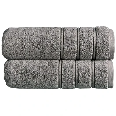 Image of Christy Antalya Large Bath Towels Set of 2 100% Turkish Cotton 600GSM Soft Plush Luxury Towel 70cm x 125cm Quick Dry Storm Grey