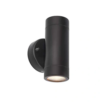 Image of Saxby 75432 Palin Matt Black Stainless Steel Outdoor IP44 Twin Wall Light