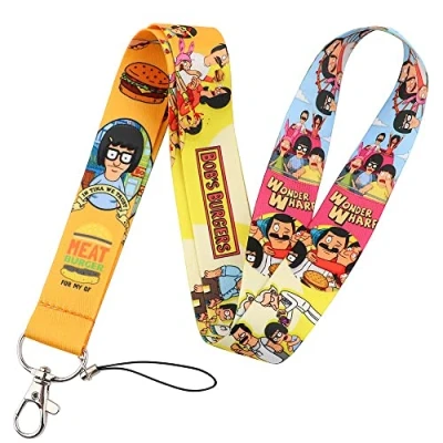 Image of Bob&#039;s Burgers Belcher Family Cartoon Comedy TV Show 17.7&quot; Neck Lanyard Keychain Holder ID Badge Mobile Phone Pin Strap by Pinstant, Yellow