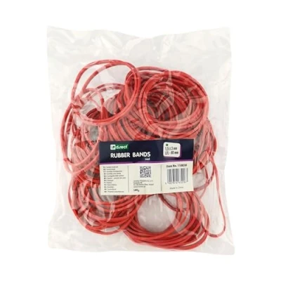 Image of D.RECT Rubber Bands 100 g Bag 50 mm Diameter Wide 3 Ring for Household, Work, Office Reusable Durable Stable Red