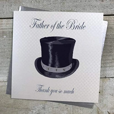 Image of WHITE COTTON CARDS Father of The Bride Thank You So Much Wedding Handmade Card, White, PD21