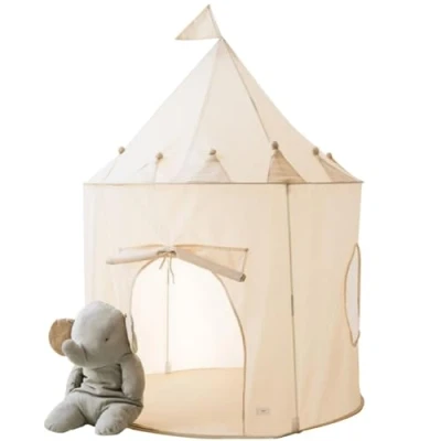 Image of 3 Sprouts Kids Play Tent Sustainable Recycled Fabric Fun Spacious Childs Playhouse for Indoor Games Boys &amp; Girls Durable Fort Pop Up House Toddlers Children Age 10 Beige