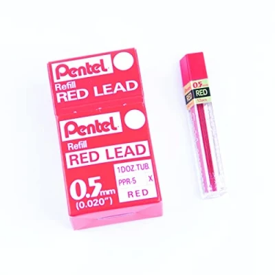 Image of Pentel PPR Cases of 12 Red Refill Leads for Mechanical Pencils 0.5 mm