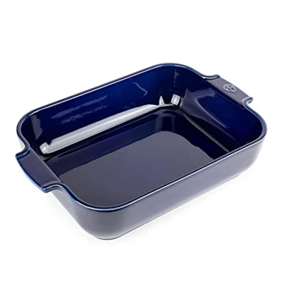 Image of PEUGEOT Rectangular Ceramic Baking Dish 32 cm x 21..7 7.2 Capacity: 2.7 L 4 5 Servings 10 Year Guarantee Made In France Blue Colour