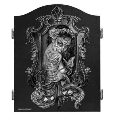 Image of Officially Licensed Alchemy Dart Board Cabinet Heavy Duty Gothic Fantasy Design Dartboard Storage Unit (Mirror Lady)