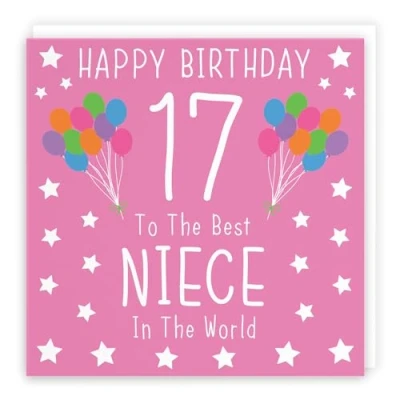 Image of Hunts England Large Niece 17th Birthday Card Happy 17 To The Best In World Iconic Collection 210 x mm Age