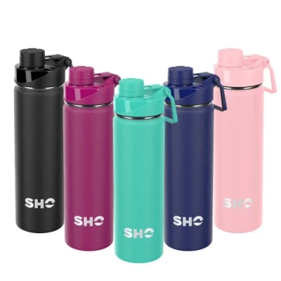 Image of SHO Stainless Steel Sports Water Bottle Leak Proof, BPA Free, No Sweat, Vacuum Insulated Double Walled Metal Flask 12 Hours Hot 24 Cold (660ml Aqua)