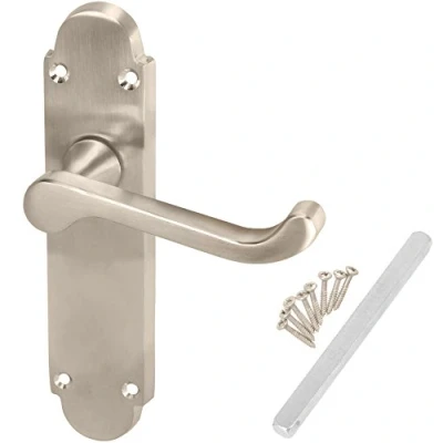 Image of 5X Sets of Interior 170mm Door Handles Brushed Nickel Lever Latch On Backplates