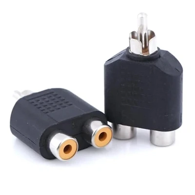 Image of CABLEPELADO RCA Male to 2 Female Audio Adapter Splitter Suitable for Subwoofer, Amplifier, TV, CD/DVD Players Stereo 1 Unit (Nickel)