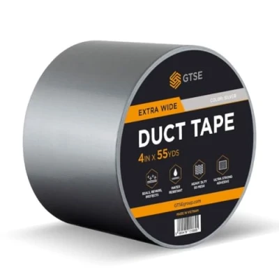 Image of GTSE Wide Silver Duct Tape, 100mm x 50m, 4 Waterproof Strong Adhesive Gaffer Tape for Patching, Sealing, Securing Cables and Labelling, Heavy Duty One Roll
