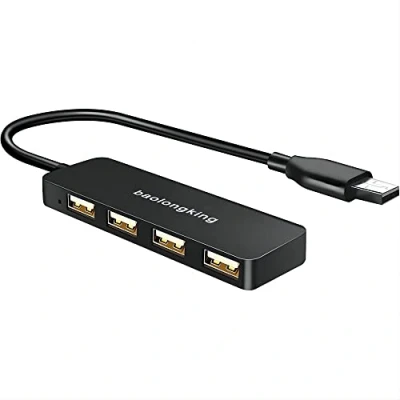 Image of USB Hub, 4 Port Splitter Ultra Slim Multiport Expander Adapter for iMac Pro, MacBook Air, Mac Mini/Pro, Surface Notebook PC, Laptop, Flash Drives, and Mobile HDD(usb 2.0 hub)