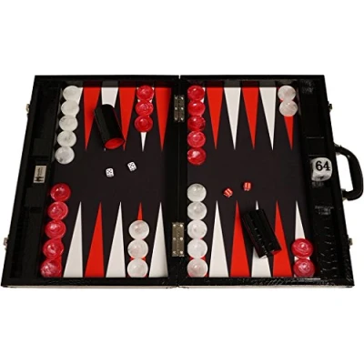 Image of Wycliffe Brothers 21&quot; Tournament Backgammon Set Black Croco Board with Field Gen III
