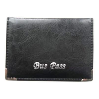 Image of Lorenz Leather Effect Grained PU Bus Pass Cover Holder with Zip up Coin Pocket Black