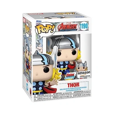 Image of Funko POP! Marvel: A60 Comic Thor With Enamel Pin Marvel Comics Amazon Exclusive Collectable Vinyl Figure Gift Idea Official Merchandise Toys for Kids &amp; Adults Books Fans