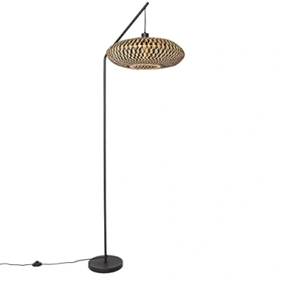 Image of Qazqa Oriental Floor lamp Black Bamboo Ostrava Suitable for LED E27 1 Light Living Room I Bedroom