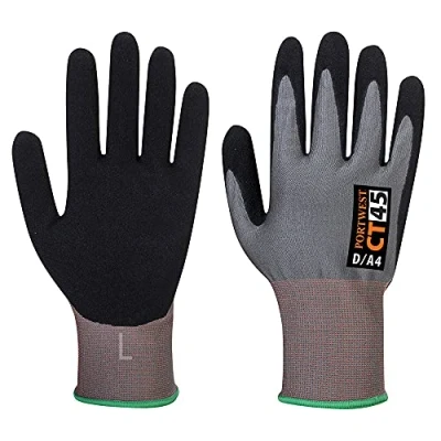 Image of Portwest CT Cut D18 Nitrile Glove L Gry/Blk (Pack of 12)