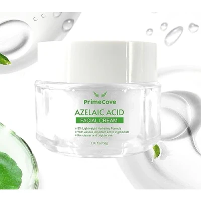 Image of PrimeCove 5% Azelaic Acid Facial Cream (50g) Lightweight Hydrating Formula With Niacinamide For Clearer &amp; Brighter Skin