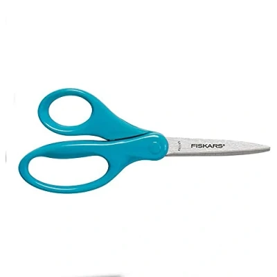 Image of Fiskars 7&quot; Safety School Scissors with Stainless Steel Pointed Tip Blades for Children, Kids, Students (Light Blue)