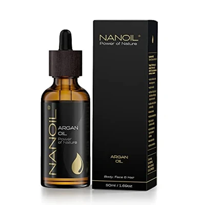 Image of Nanoil argan oil 50ml Organic, cold pressed and unrefined for face, body hair care. Repair, heat protection no oxidative stress
