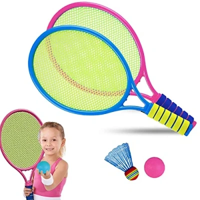 Image of xwin sportseries Set of 2 Tennis Rackets with 1 Ball and Shuttlecock for Kids, Badminton Summer Winter Indoor Outdoor Garden Games, Children Birthday All Occasions