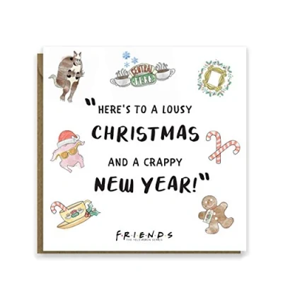 Image of Cardology Friends TV Show Christmas Card Here&#039;s To A Lousy And Crappy New Year? Officially Licensed Merchandise