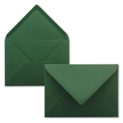 Image of 50 envelopes moss green DIN C6 114 x 162 mm with wet glue without window for greeting cards &amp; invitations FarbenFroh series
