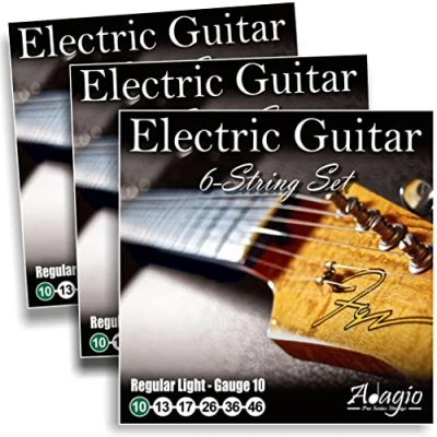 Image of 3 PACKS of Adagio Professional Electric Guitar Strings 10 46 + FREE Chord &amp; Scale Chart