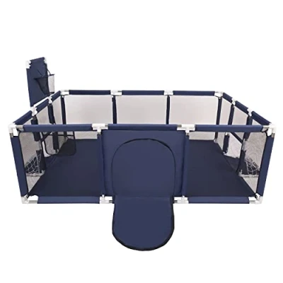 Image of Selonis Baby Playpen Big Size Playground No Balls for Kids, Dark Blue