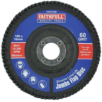 Image of Faithfull Abrasive Jumbo Flap Disc 100mm Medium FAIFD100M