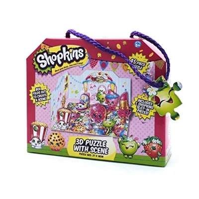 Image of Shopkins 45PC 3D Puzzle Scene Kids Fun Gift Set Childrens Jigsaw Present Play