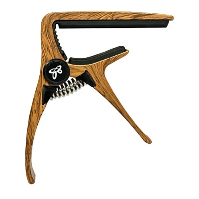 Image of Sondery Capo for Classical Guitars, Single Hand Use Nylon Strings Straight Fingerboard Western Ultra Light Spring Loaded Metal Capo, Beautiful Wood Grain Color