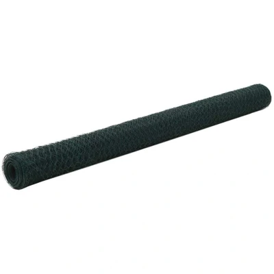 Image of vidaXL Chicken Wire Fence Steel with PVC Coating 25x1.5 m Green