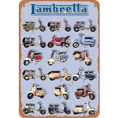 Image of Henson Lambretta Motorcycles vintage Tin Sign Logo 12 * 8 inches Advertising Eye Catching Wall Decoration