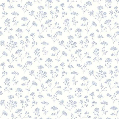 Image of Galerie G67871 Miniatures 2 Cow Parsley Flower Design Wallpaper, Blue/White, 10m x 53cm