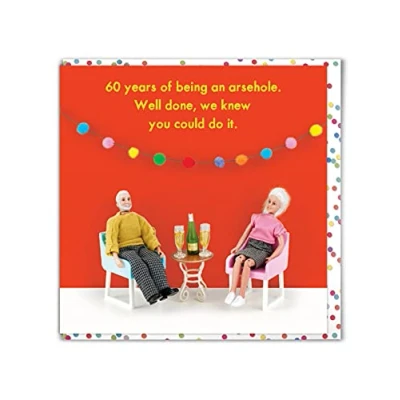 Image of Brainbox Candy Bold &amp; Bright 60th Birthday Card Age 60 &#039;Arsehole&#039; Hilariously Funny Cards Cheeky For Him Her Friends Sold
