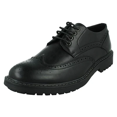 Image of Mens Thomas Blunt Low Heel Lace Up Brogue Shoe A2194 Black Synthetic UK Size 10 EU 44 US 11