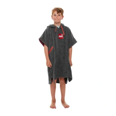 Image of Red Original Kids Towelling Robe, Changing Towel Poncho (Small, Grey)