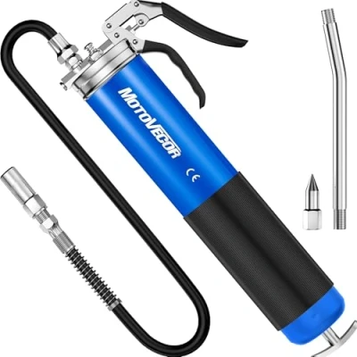 Image of Heavy Duty Pistol Grip Grease Gun 27 inch Extra Long Reinforced Flex Hose 400cc