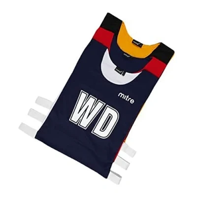 Image of Mitre Adult Netball Pro Reversible Sports Training Bib (Pack of 7), Blue/Red, L